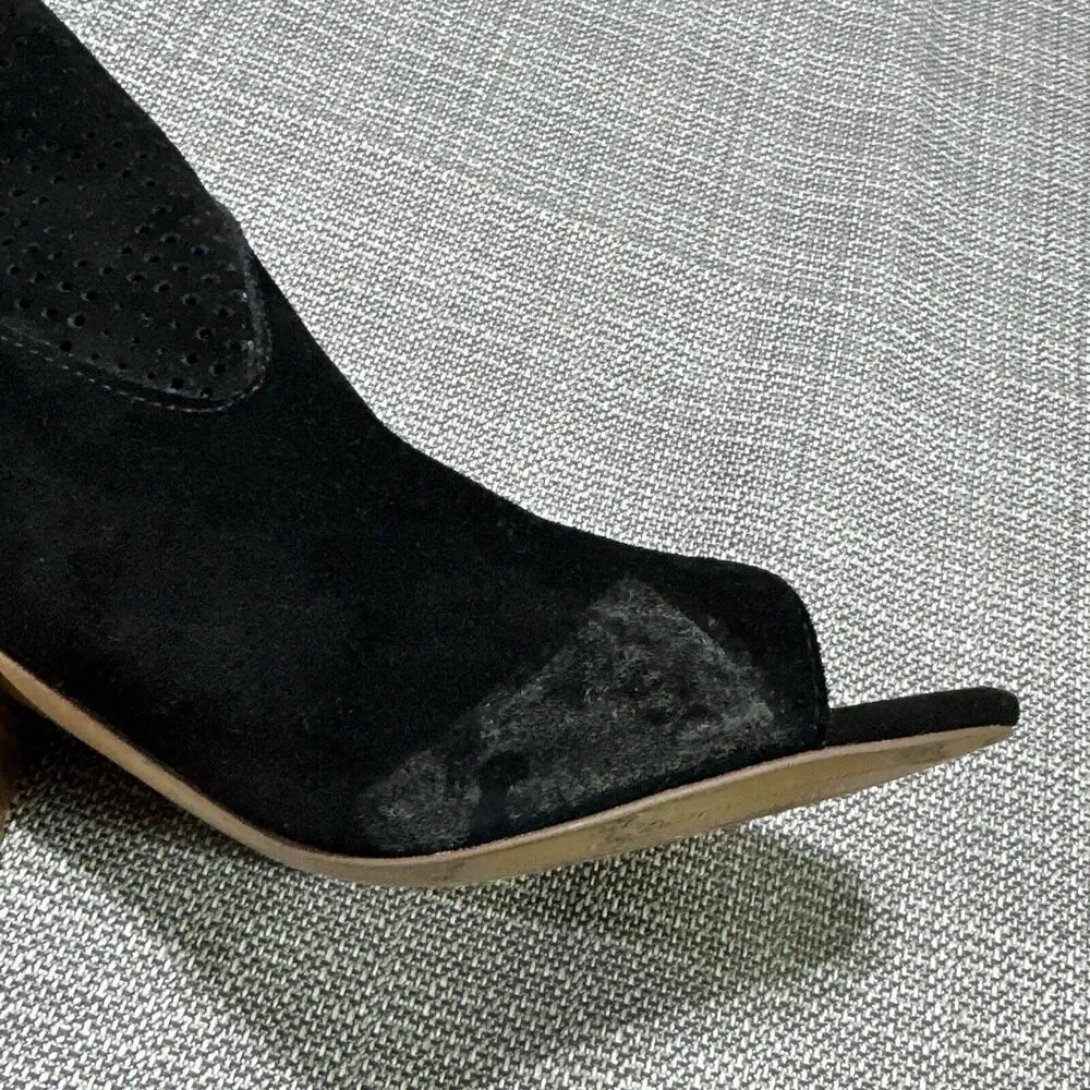 Steven by Steve Madden Womens Boots 10 Black Suede Peep‎ Toe Slip On Cut Outs